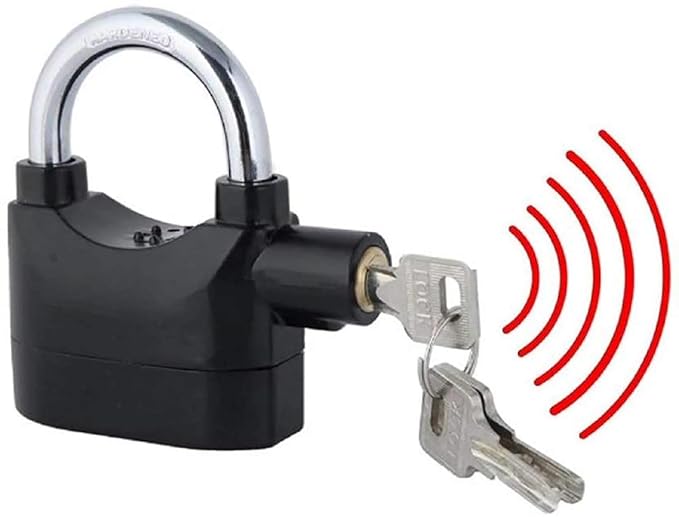 Inditradition High Security Alarm Padlock | Multipurpose Use, 110dba Alarm Sound, 3 Keys (Black)